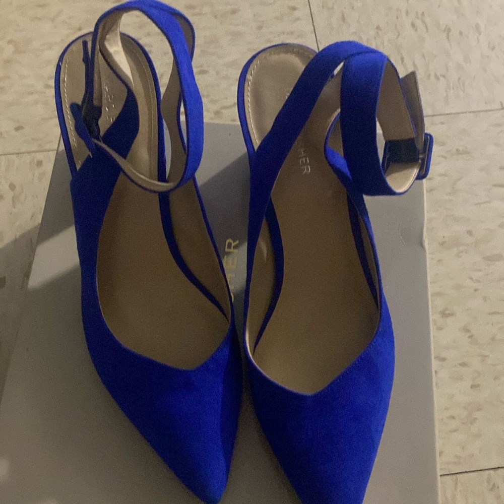 Marc Fisher 2 inch heels 
Medium blue suede
